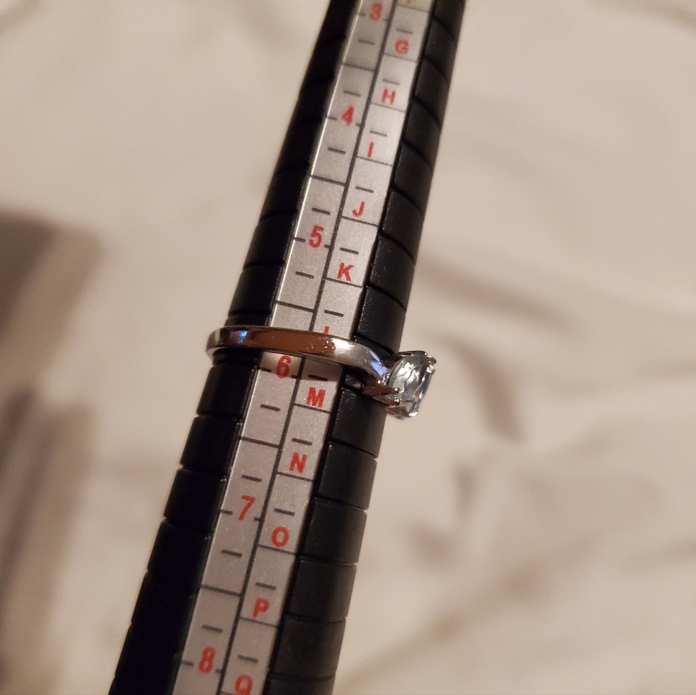 Silver Crystal Aquamarine Statement Ring - image 4